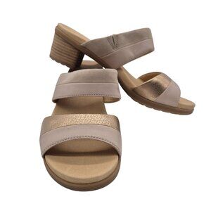 Dansko Theresa Gold Beige Leather Strappy Heeled Sandals Size 37 US 7 (315)